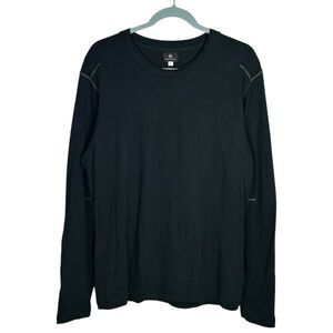 AG Adriano Goldschmied T-Shirt Mens M Black Crew Contrast Stitch L/S Grunge NEW